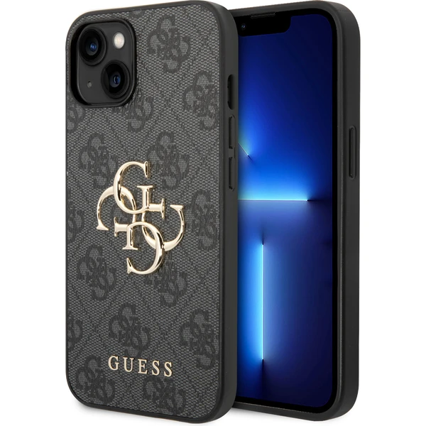Guess PU 4G Metal Logo kryt iPhone 15 sivý - Puzdra - Hlavný obrázok