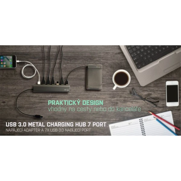 iTec USB 3.0 Hub 7-Port so sieťovým zdrojom - USB huby - Obrázok 9J62000301