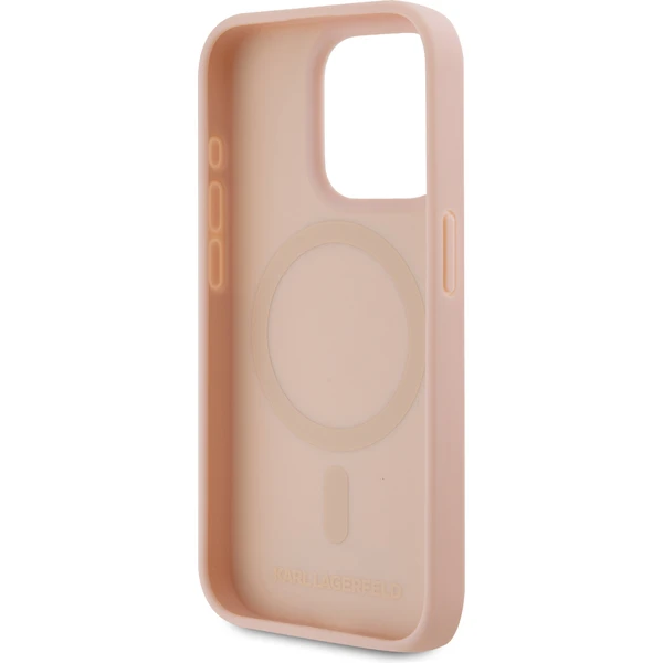 Karl Lagerfeld PU Leather Monogram Metal Logo Magsafe zadný kryt iPhone 15 Pro Max ružový - Puzdra - Obrázok 9JN5000J01