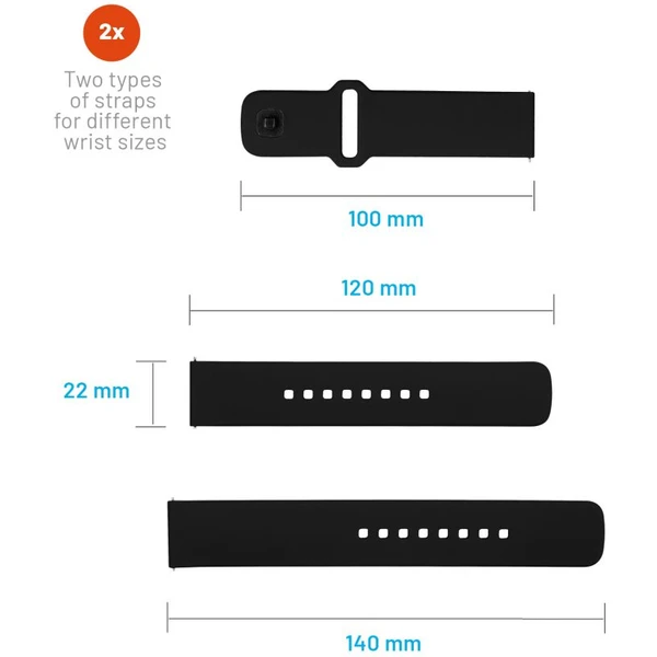 Set silikónových remienkov FIXED Silicone Sporty Strap s Quick Release 22mm pre smartwatch, čierny - Remienky - Obrázok 9LM2000O01