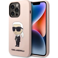 Karl Lagerfeld Liquid Silicone Ikonik NFT Zadný Kryt pre iPhone 15 Pro Max Pink - Puzdra