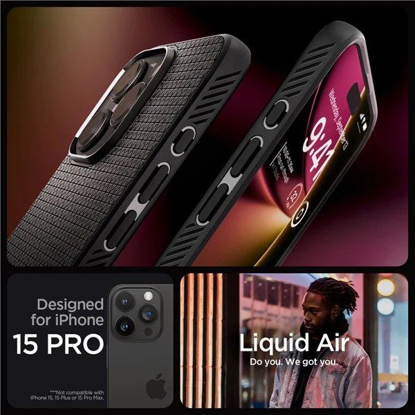 Spigen Liquid Air kryt iPhone 15 Pro matne čierny - Puzdra - Obrázok 9PU8000601