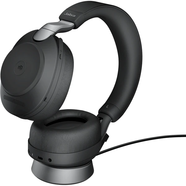 Jabra Evolve2 85 Link380/390c MS Stereo slúchadlá so stojanom čierna - Slúchadlá - Hlavný obrázok