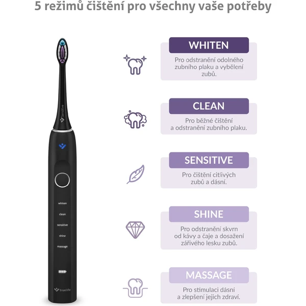 TrueLife SonicBrush Clean70 UV sonická kefka čierna - Zubné kefky - Obrázok 9RUL000K01
