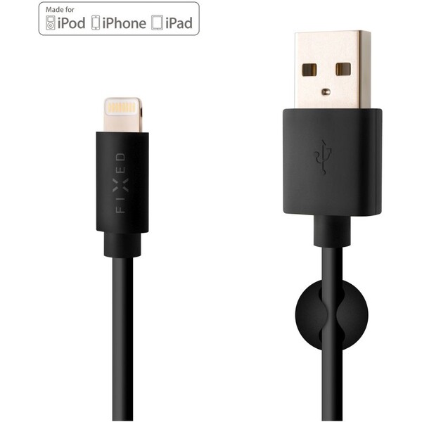 E-shop FIXED Rýchly nabíjací USB-A/Lightning napájací kábel 12W 1m čierny