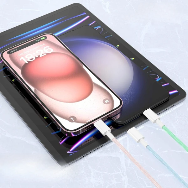 Cubenest zapletený USB-C/USB-C napájací kábel 60W 1m farebné 4ks - Káble a redukcie - Obrázok 9SD5000O01