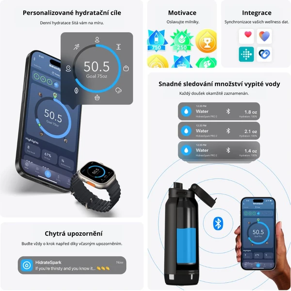 HidrateSpark PRO 2 múdra fľaša, 950 ml biela - Inteligentné fľaše - Obrázok 9W2H000K01