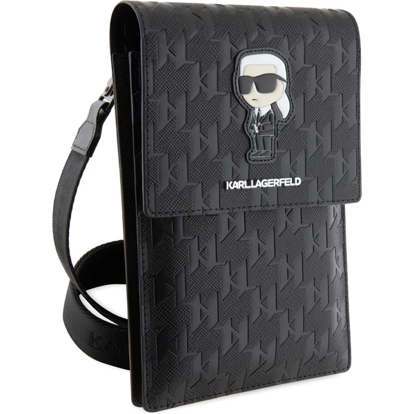 Karl Lagerfeld Saffiano Monogram Ikonik NFT Peňaženka Taška púzdro čierne - Popruhy a crossbody - Obrázok 9YBR100501