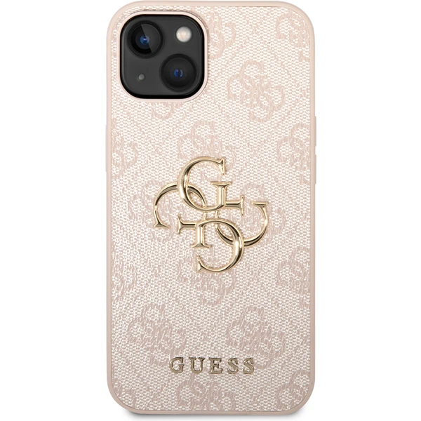 Guess PU 4G Metal Logo kryt iPhone 15 ružový - Puzdra - Obrázok 9YK8000601