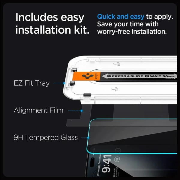 Spigen Glass tR EZ Fit Privacy 2 Pack tvrdené sklo iPhone 15 Pro Max číre - Ochranné fólie a sklo - Obrázok 9YY8000601