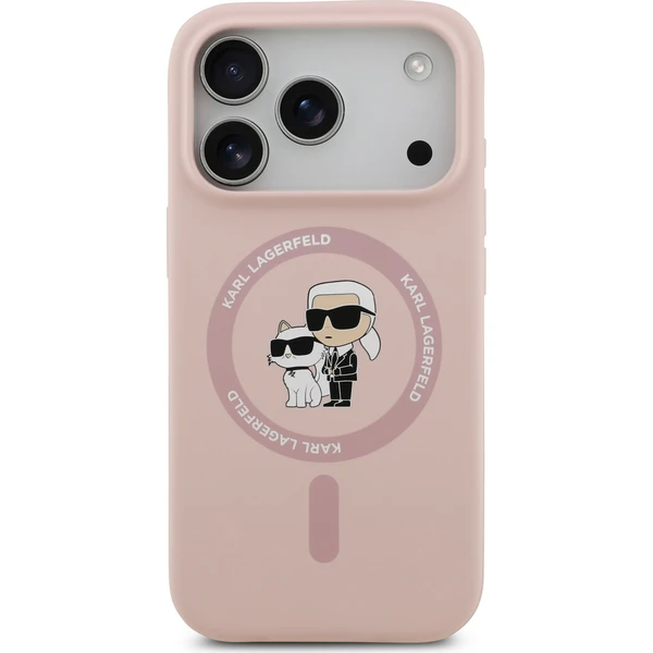 Karl Lagerfeld Liquid Silicone Karl and Choupette MagSafe kryt iPhone 18 Pro růžový - Puzdra - Obrázok 9a2c6725b4f04ec6a94453baeada5fc8