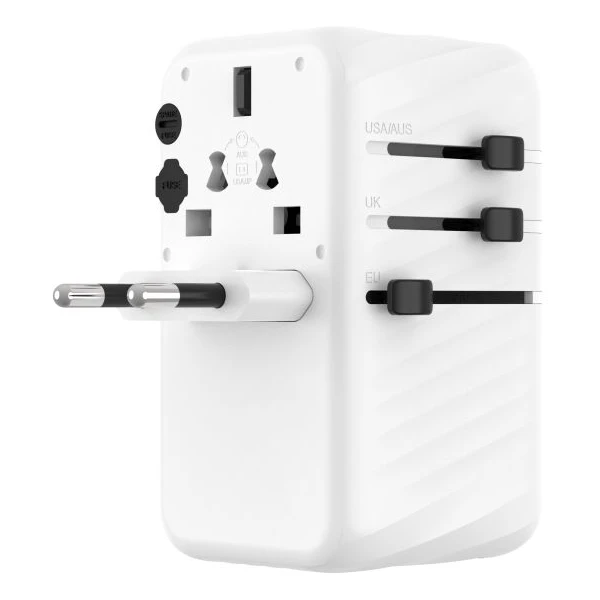 FIXED Voyager (120W) cestovný adaptér EU/UK/USA/AUS, 3xUSB-C a 1xUSB, GaN, PD, biely - Nabíjačky - Obrázok 9a36fa2daca64d078f6251ab39b2c8d3