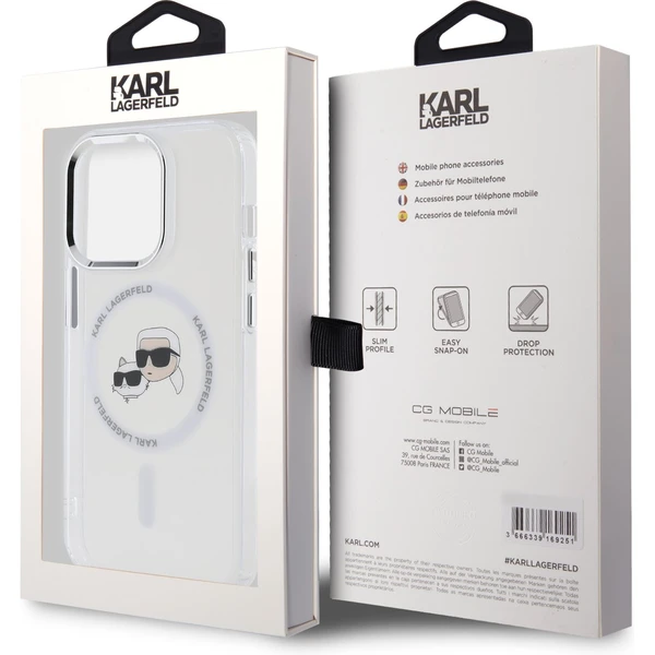 Karl Lagerfeld IML K&CH Heads Metal Frame MagSafe kryt iPhone 15 Pro číry - Puzdra - Obrázok 9a44340c9c4347fabd5350ada1030c2c