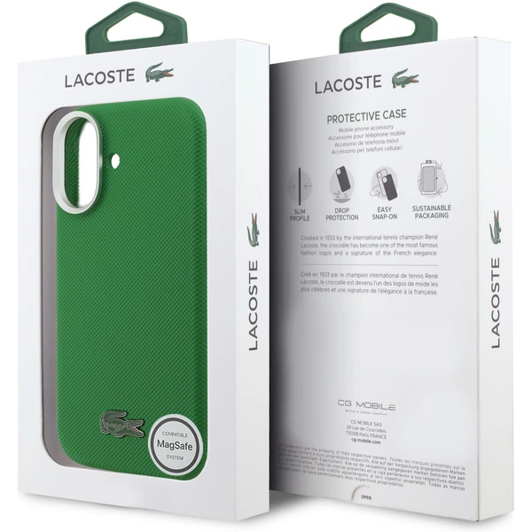 Lacoste Iconic Petit Pique Metal MagSafe kryt iPhone 17 zelený - Puzdra - Obrázok 9a6c3452865d484ebb48f547df54b141