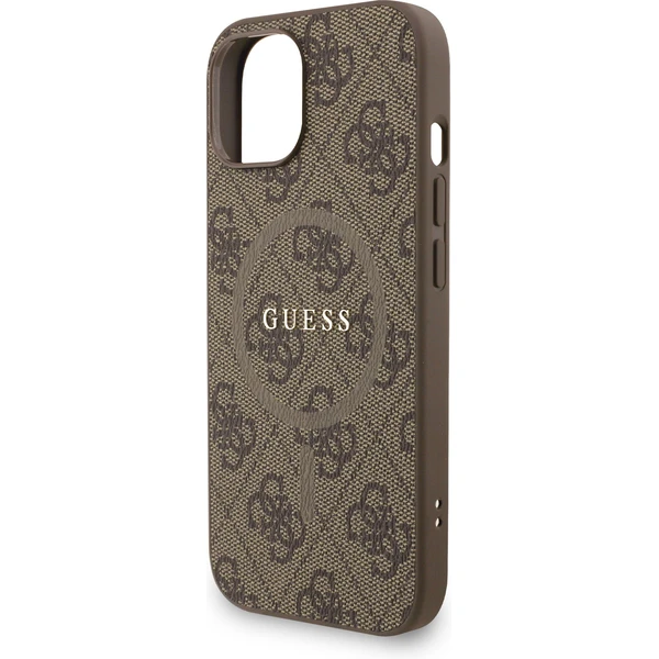 Guess PU Leather 4G Colored Ring Strap MagSafe kryt iPhone 15 hnedý - Puzdra - Obrázok 9a7635c0af024dd298ec39c82580daf4