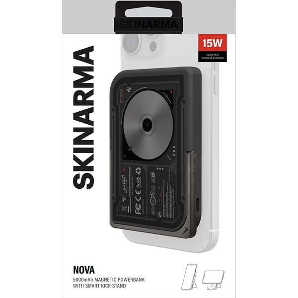 SKINARMA Nexus Nova MagSafe powerbanka so stojanom, USB-C, PD (5000 mah) čierna - Powerbanky - Obrázok 9a7a13bf207f45fb8858f315540113dd
