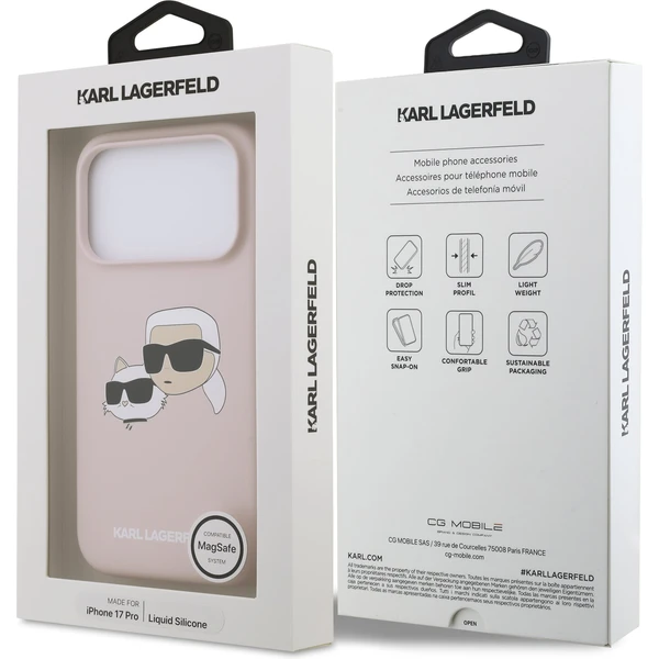 Karl Lagerfeld Liquid Silicone Double Heads MagSafe kryt iPhone 17 Pro ružový - Puzdra - Obrázok 9a8969ccfccb407a91a081e62f6fc728