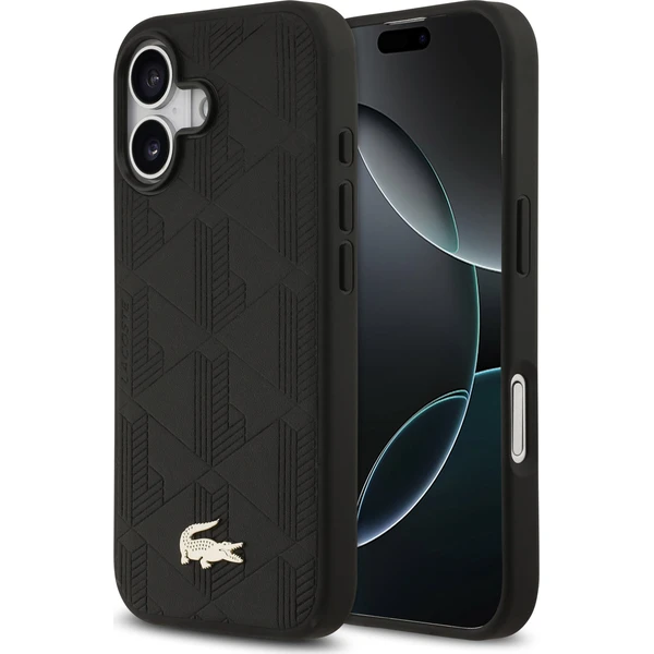 Lacoste PU Nomogram Gold Gold MagSafe kryt iPhone 17 čierny - Puzdra - Hlavný obrázok