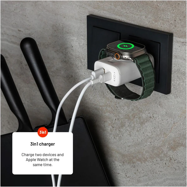 FIXED Power Socket GaN nabíjačka USB-A/USB-C a nabíjačkou pre Apple Watch biela - Nabíjačky - Obrázok 9b284be2ec56452782aa7073642becdc