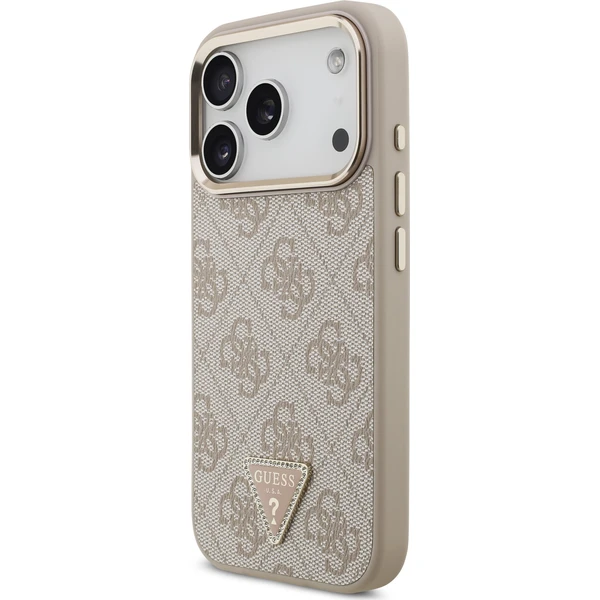 Guess PU Leather 4G Strass Triangle Logo Gold Frame MagSafe Zadný kryt pre iPhone 18 Pro Pink - Puzdra - Obrázok 9b37e045d5754b8382d651f4453d8b6f