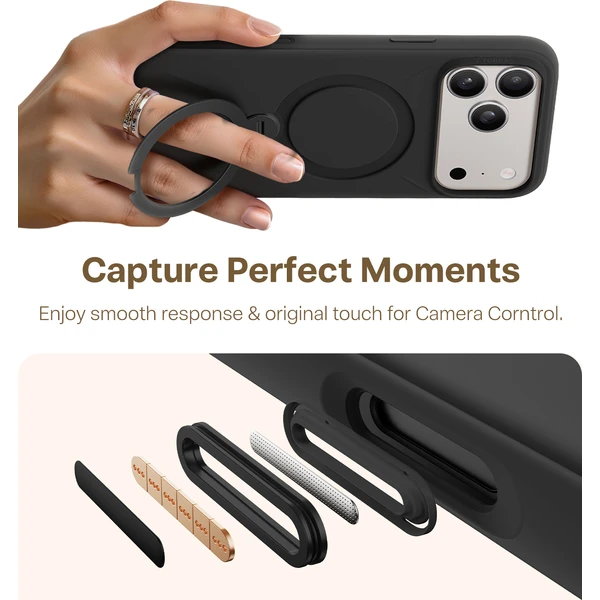 Torras Ostand Q3 Silikónový MagSafe kryt iPhone 17 Pro Max obsidiánovo čierny - Puzdra - Obrázok 9b4253e9d7a04e6f83103bb63b6a62b3