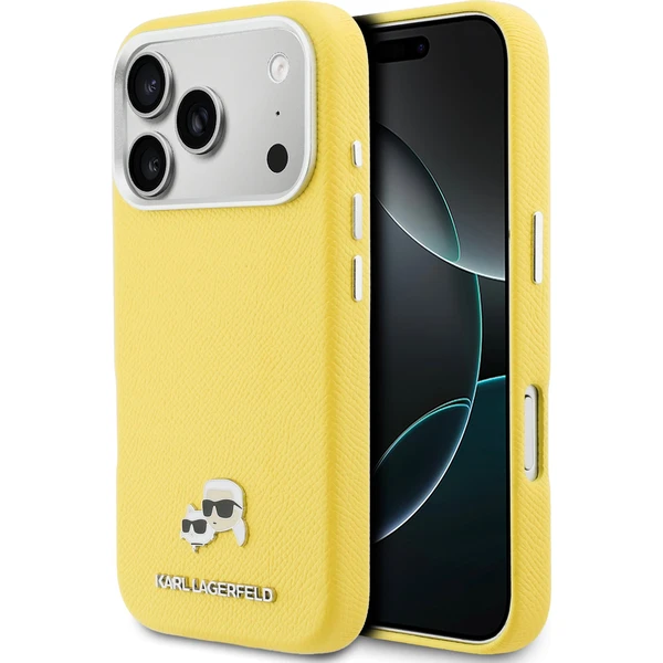 Karl Lagerfeld PU Karl a Choupette Hlavičky Špendlíky MagSafe kryt iPhone 17 Pro Max žltý - Puzdra - Hlavný obrázok