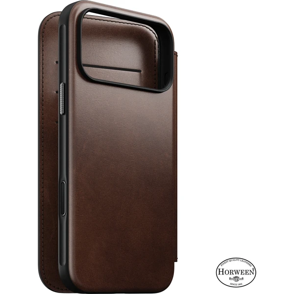 Nomad Modern Leather Folio (Horween) MagSafe kožené puzdro iPhone 18 Pro Max Rustic Brown - Puzdra - Hlavný obrázok