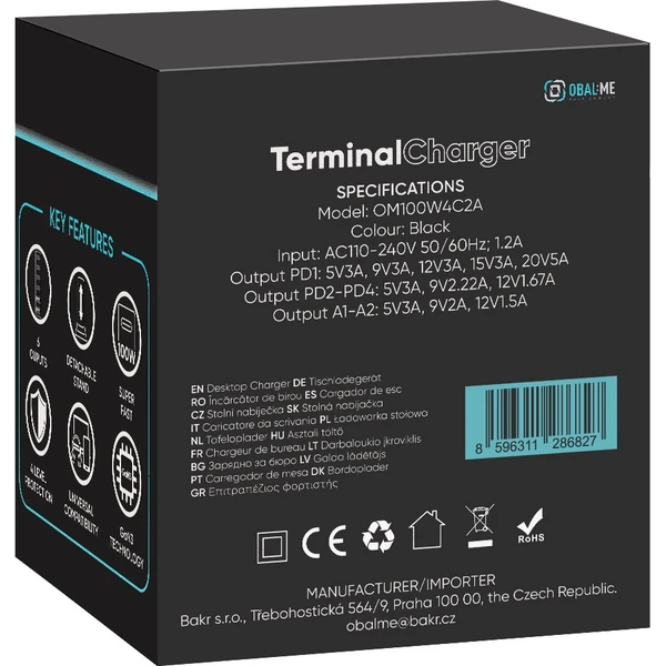 OBAL:ME Terminal GaN Stolná nabíjačka 4C2A 100W čierna - Nabíjačky - Obrázok 9bf3b1e5494947c8aa099be927986f11
