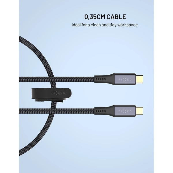 FIXED Media Cable opletený kábel USB-C/USB-C, PD 3.1, USB4 Gen3 40Gbps, 8K(60Hz),240W, 35cm, čierny - Káble a redukcie - Obrázok 9c154a2c1195488a8e3075a6cfb4035a