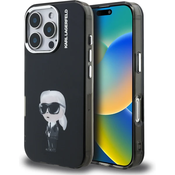 Karl Lagerfeld IML Aquarelle Karl kryt iPhone 16 Pre Max čierny - Puzdra - Hlavný obrázok