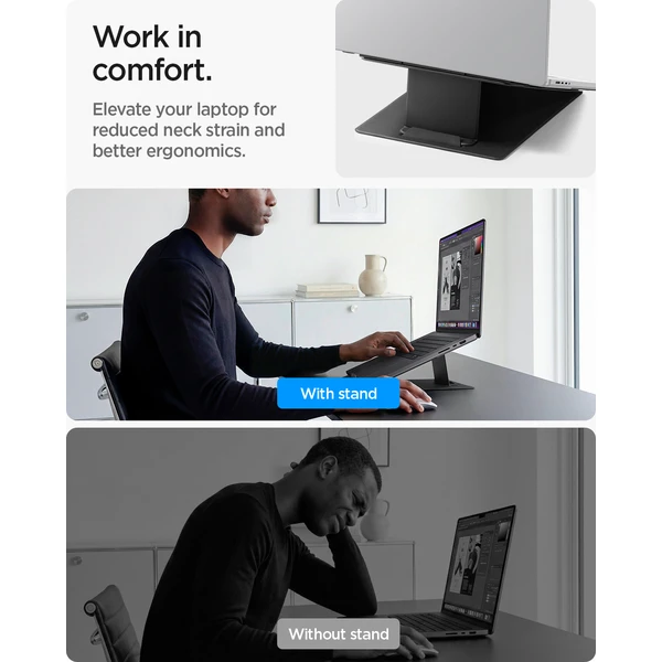 Spigen Slim Fold Laptop Stand & Standing Desk stojan čierny - Stojany - Obrázok 9c43bf6f8f7e40e2aeec90fc659e6a28