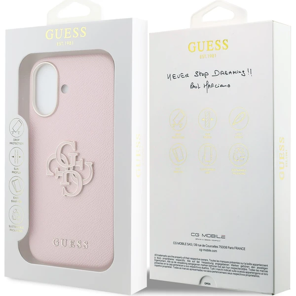 Guess PU Resin Logo kryt iPhone 17 ružový - Puzdra - Obrázok 9cb1f48edd2d44d59afaebc946e33b08
