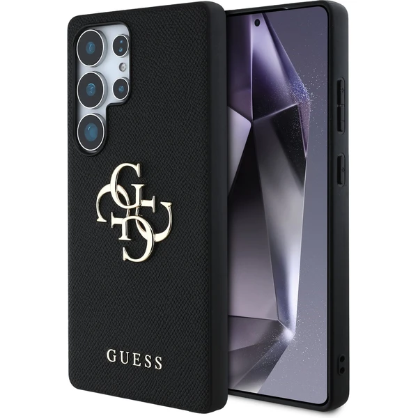 Guess PU Grained 4G Metal Logo kryt Samsung Galaxy S25 Ultra čierny - Puzdra - Hlavný obrázok