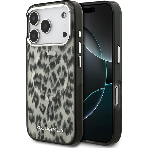 Karl Lagerfeld IML Leopard MagSafe kryt iPhone 17 Pro hnedý - Puzdra - Hlavný obrázok