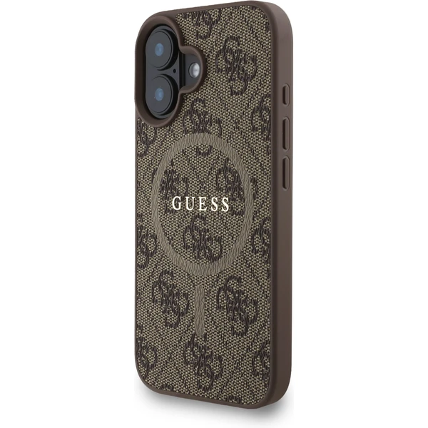 Guess PU Leather 4G Colored Ring Strap MagSafe kryt iPhone 16 hnedý - Puzdra - Obrázok 9cff522eadcc43f78c116faa61069819
