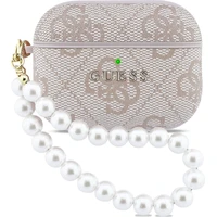 Guess PU 4G Classic Logo Pearl Strap púzdro AirPods Pro 3 ružové - Puzdra