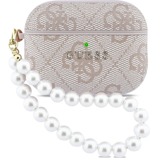 Guess PU 4G Classic Logo Pearl Strap púzdro AirPods Pro 3 ružové - Puzdra - Hlavný obrázok