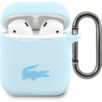 Lacoste Liquid Silicone Glossy Printing Logo puzdro AirPods 1/2 modré - Puzdra