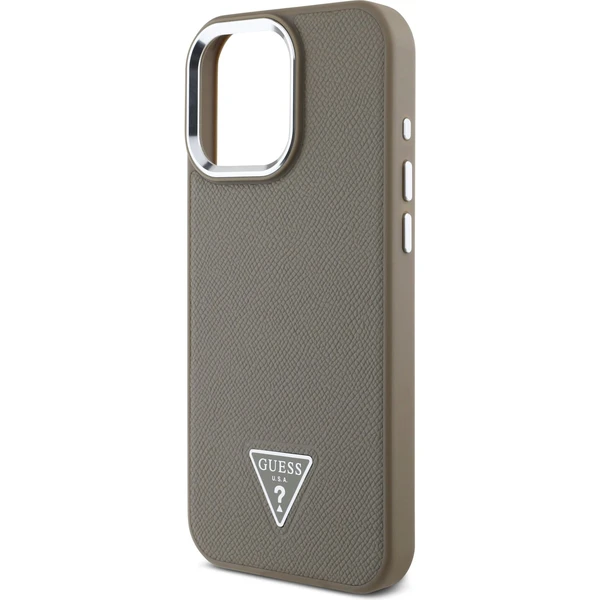 Guess PU Grained Triangle Logo kryt pre iPhone 16 Pre Max hnedý - Puzdra - Obrázok 9dc70de97f284f29b31aeb143d9eb750