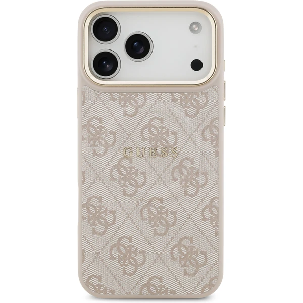 Guess PU Leather 4G Gold Frame MagSafe kryt iPhone 17 Pro Max ružový - Puzdra - Obrázok 9dec565a4c114de99ed9cfb3c602bbb6