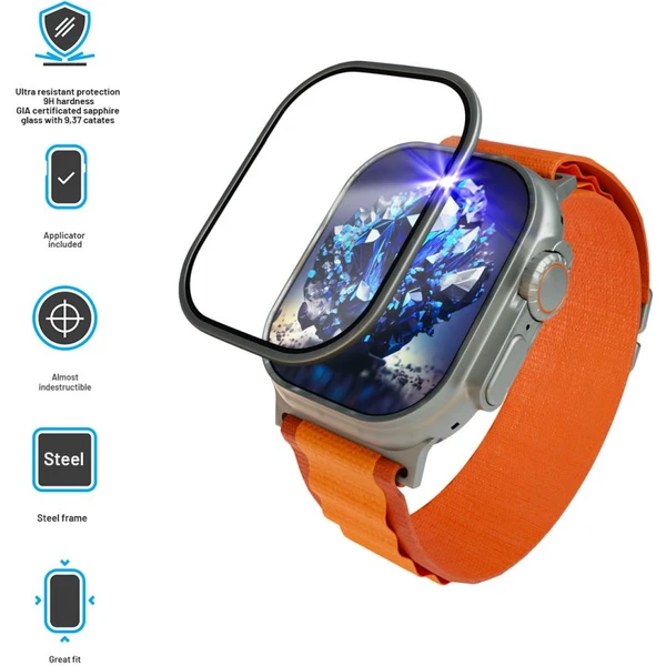 FIXED zafírové sklo pre Apple Watch Ultra s oceľovým rámčekom - Ochranné fólie a sklo - Obrázok 9dfaab51c75048819d29631b36f559b1