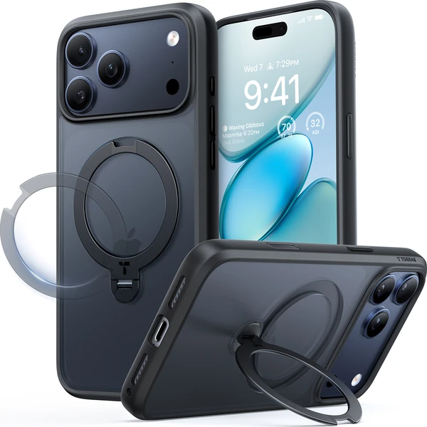 Torras Ostand Q3 Spin MagSafe kryt iPhone 17 Pro čierny - Puzdra - Hlavný obrázok