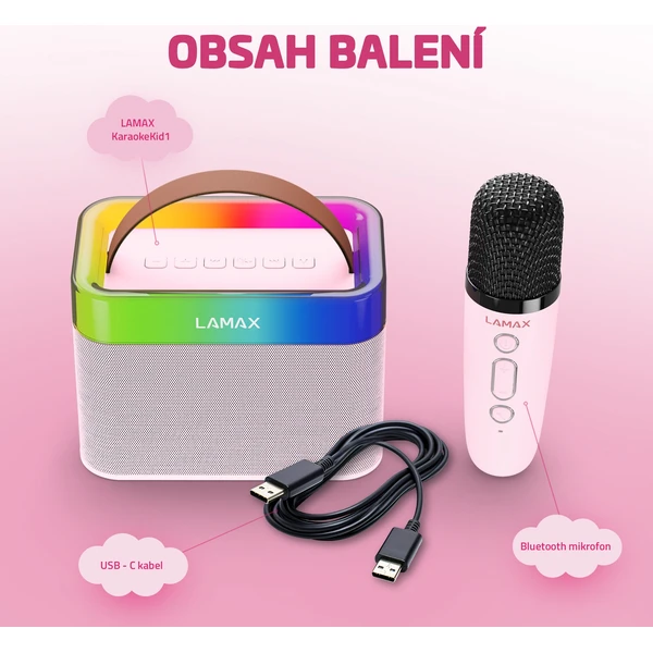LAMAX KaraokeKid1 detské karaoke ružové - Reproduktory - Obrázok 9edd80ae26d04c52b98cec2b69062c36