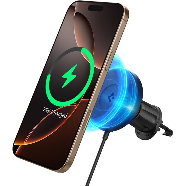 Spigen OneTap Pro 4 Airvent Hook Qi2 MagSafe držiak do mriežky ventilácie s nabíjaním čierny