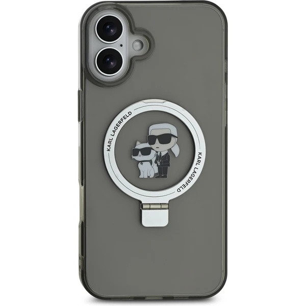 Karl Lagerfeld Ringstand Karl and Choupette MagSafe kryt pre iPhone 16 Plus čierny - Puzdra - Obrázok 9f46a6bc48e24216959149a4bb397987