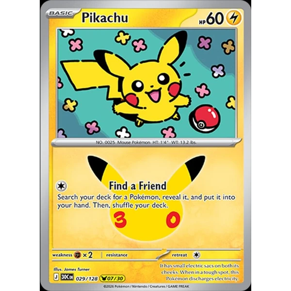 Pikachu (30C 029) - 30th Celebration [Holo] - Kusové karty - Hlavný obrázok