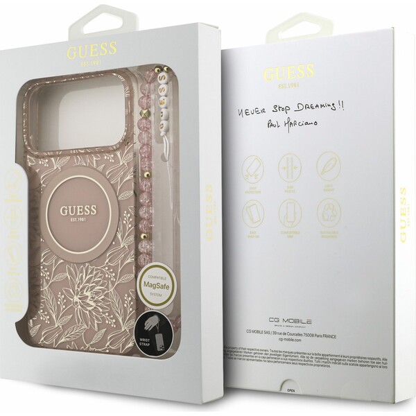 Guess IML Flowers Allover Strap MagSafe Zadný kryt pre iPhone 18 Pro Max Pink - Puzdra - Obrázok 9fd2b892a46f4cc38787f249d400abe9
