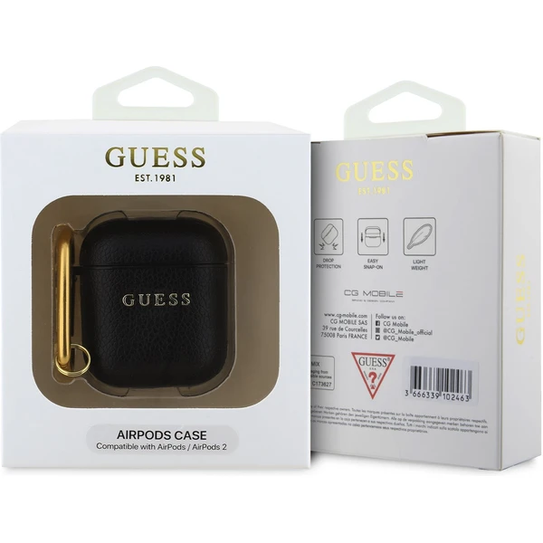 Guess PU Grained Classic Logo puzdro pre AirPods 1/2 čierne - Puzdra - Obrázok 9fd4e5204da245a78d2078975290cd39