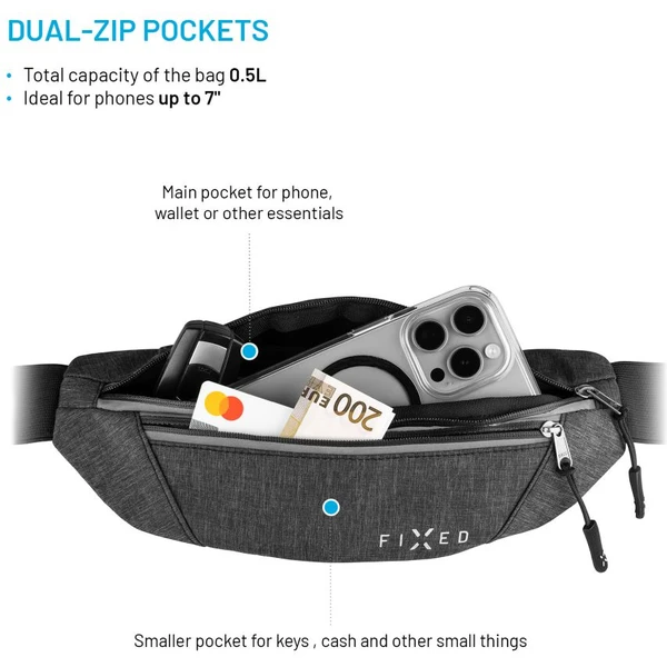 FIXED Sportbelt športová ľadvinka šedá - Ľadvinky - Obrázok 9fd8e770246147b3a2fe715ca73a4c65