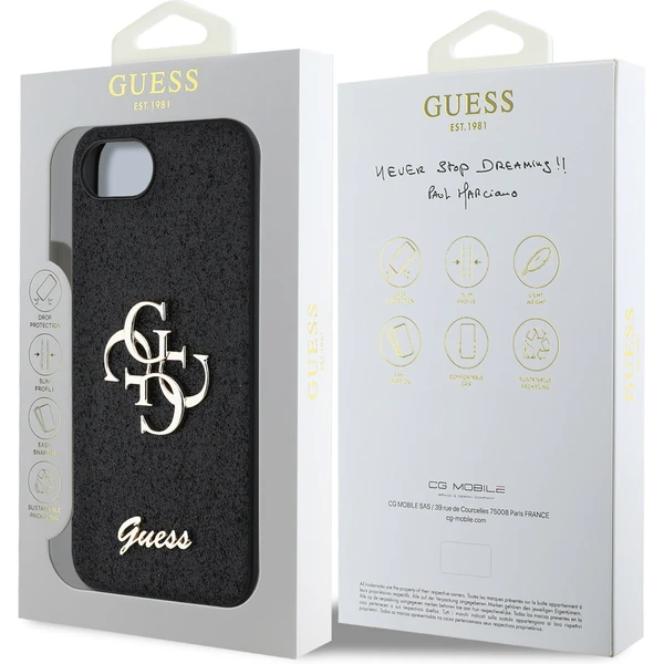 Guess PU Fixed Glitter 4G Metal Logo kryt iPhone 17e/16e čierny - Puzdra - Obrázok 9ffe6defd6f74526b0a706ef72ea13bd